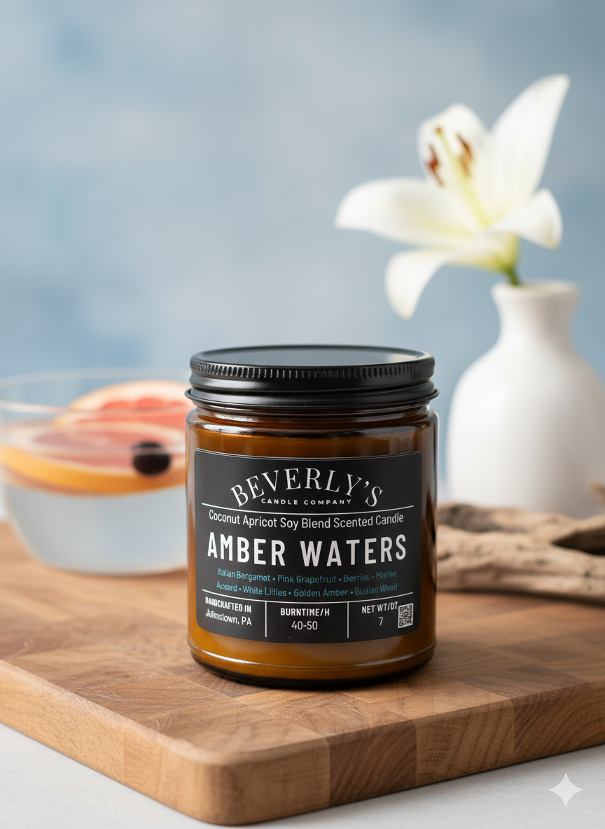 💧 Amber Waters – Bergamot, Lavender & Golden Amber Candle