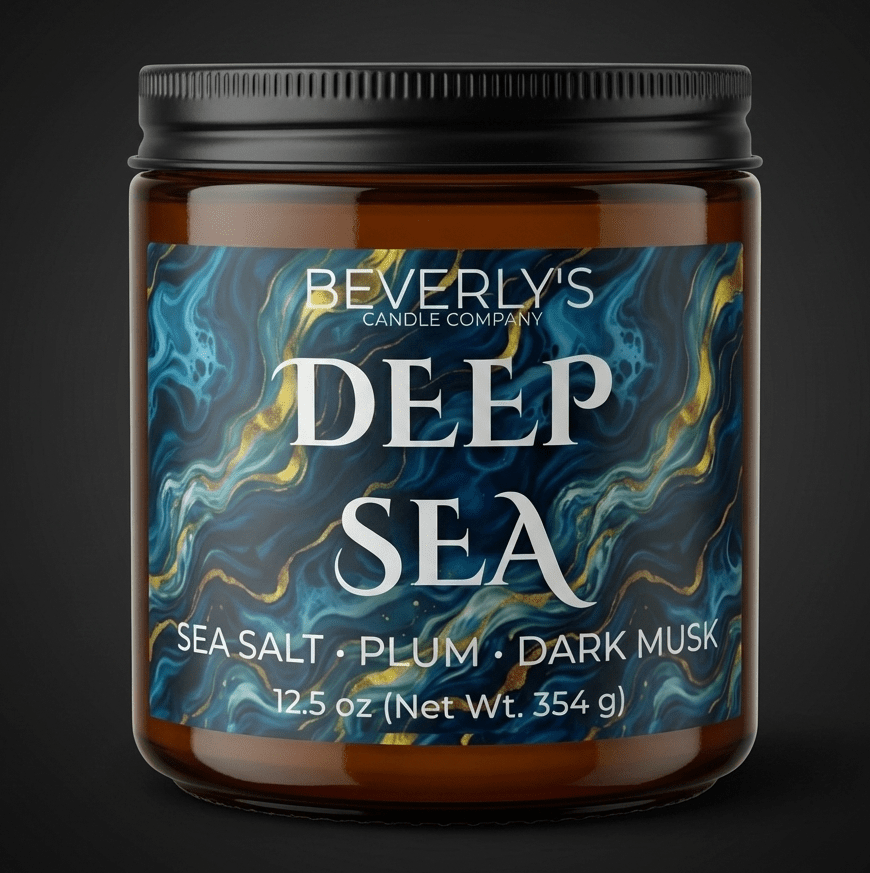 Deep Sea candle lifestyle shot with aquatic masculine scent