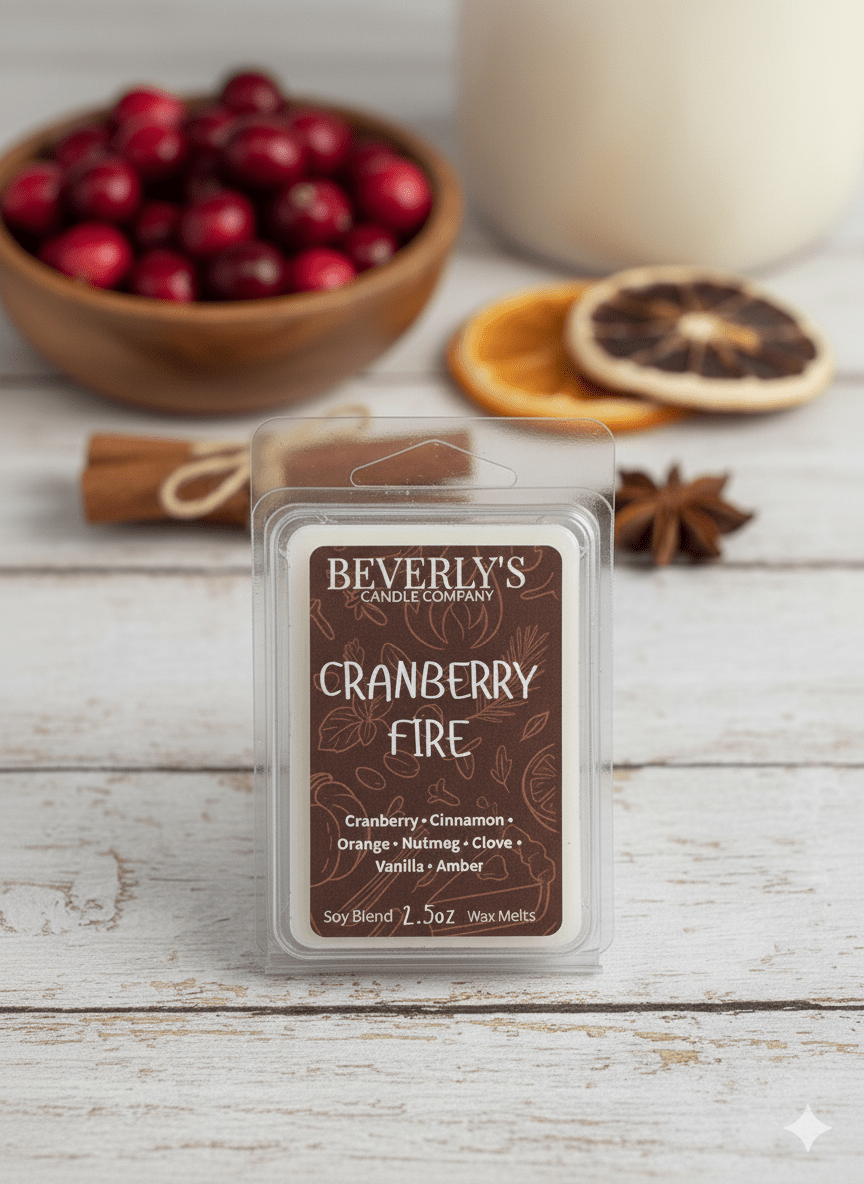 🔥🍒 Cranberry Fire – Spiced Cranberry & Warm Amber Wax Melts