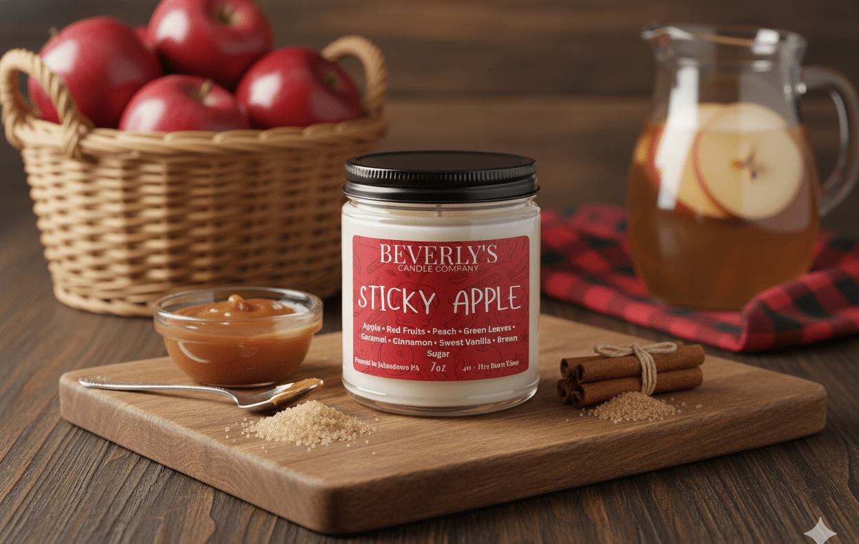 🍏 Sticky Apple – Caramel Apple & Warm Cinnamon Candle