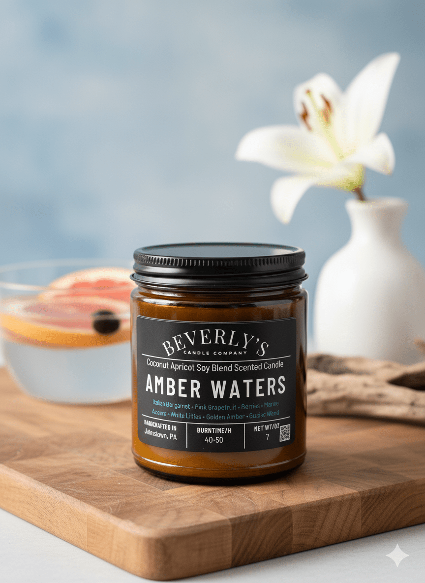 💧 Amber Waters – Bergamot, Lavender & Golden Amber Candle