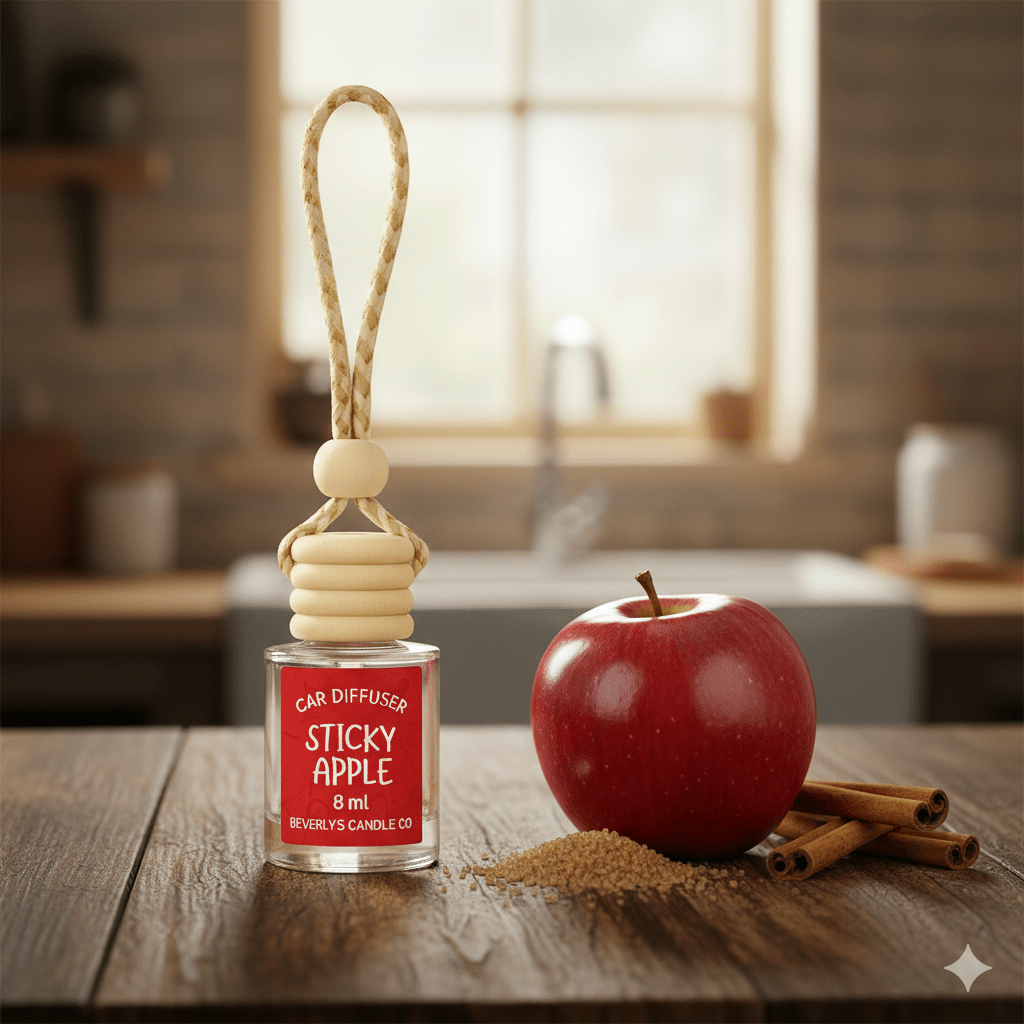 Sticky Apple Car Diffuser | Red Apple, Warm Caramel & Holiday Spice | Long-Lasting 8ml Freshener