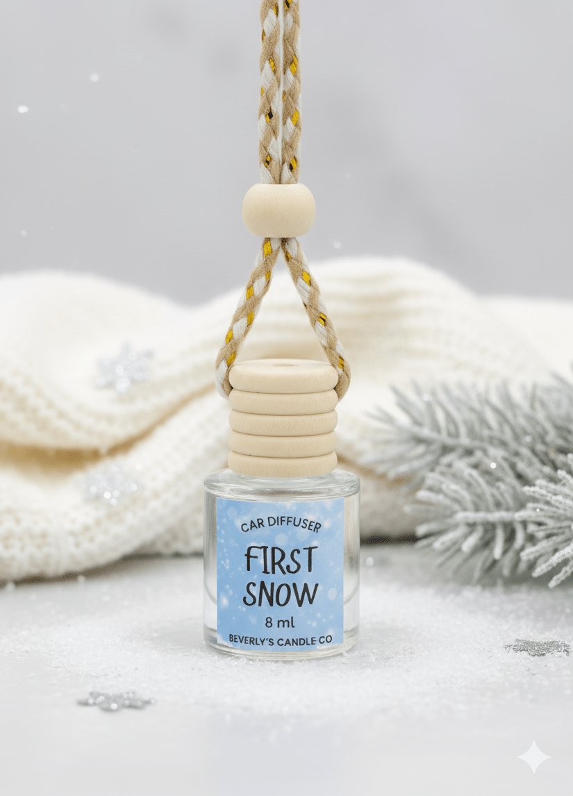 First Snow Car Diffuser | Crisp Pine, Mint & Soft Woods | Long-Lasting 8ml Winter Freshener