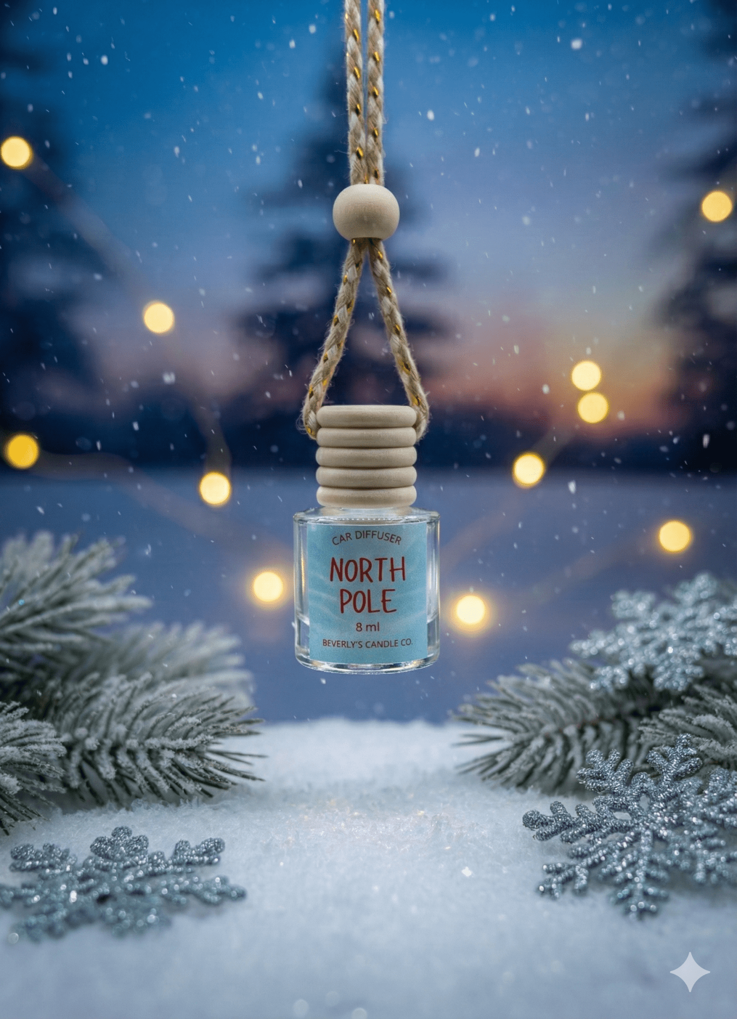North Pole Car Diffuser | Peppermint, Vanilla & Frosted Sugar | Long-Lasting 8ml Holiday Freshener
