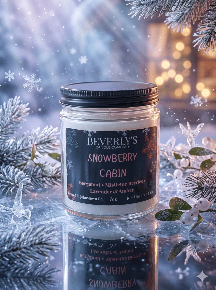 Snowberry Cabin Candle | Bergamot, Mistletoe Berries & Warm Woods | 7oz Single Wick or 12.5oz Double Wick