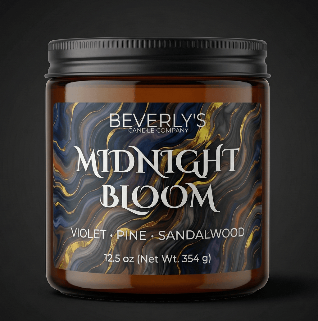 Midnight Bloom candle lifestyle shot showing clean even burn
