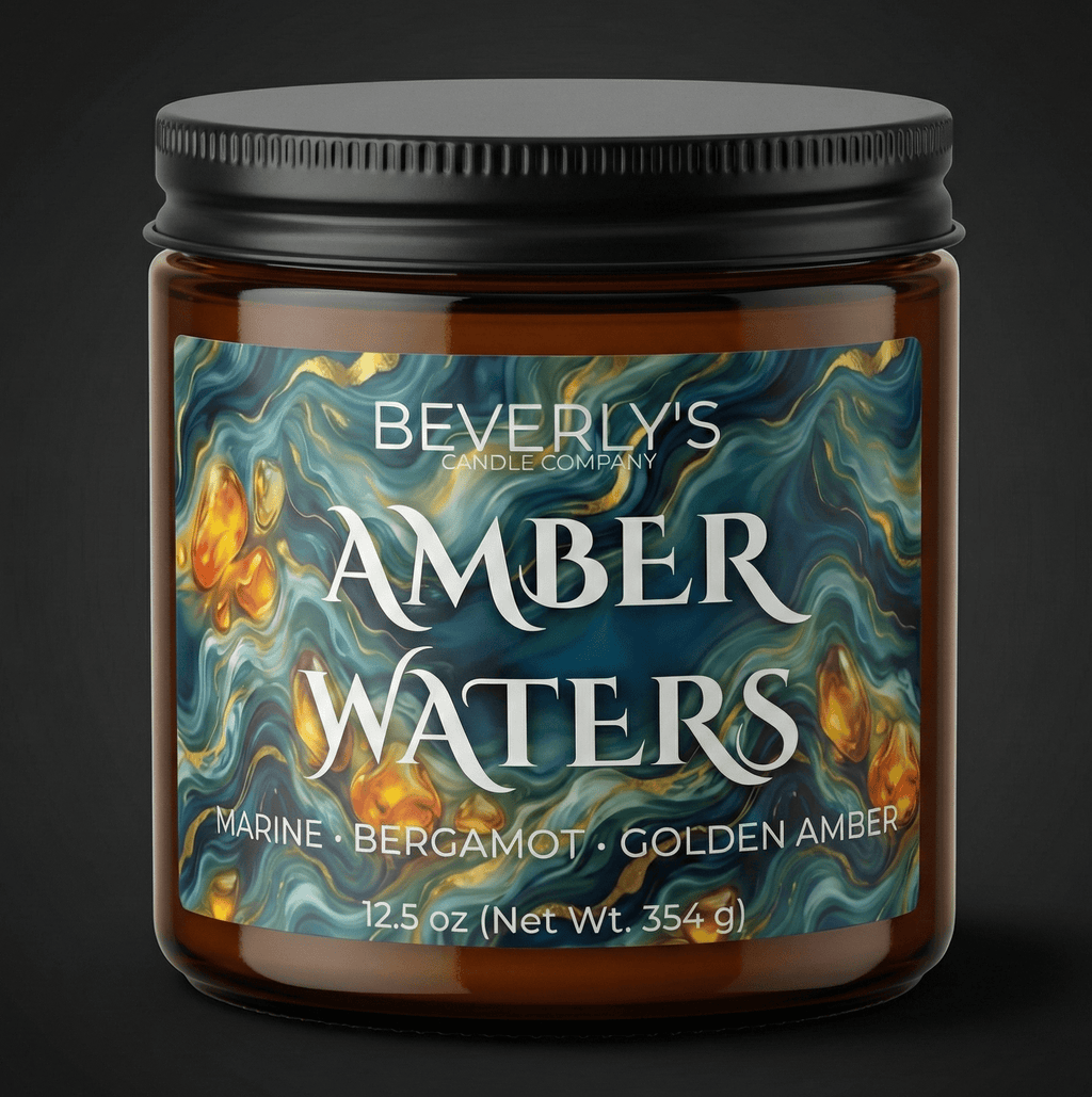 Amber Waters candle lifestyle shot showing refined masculine scent