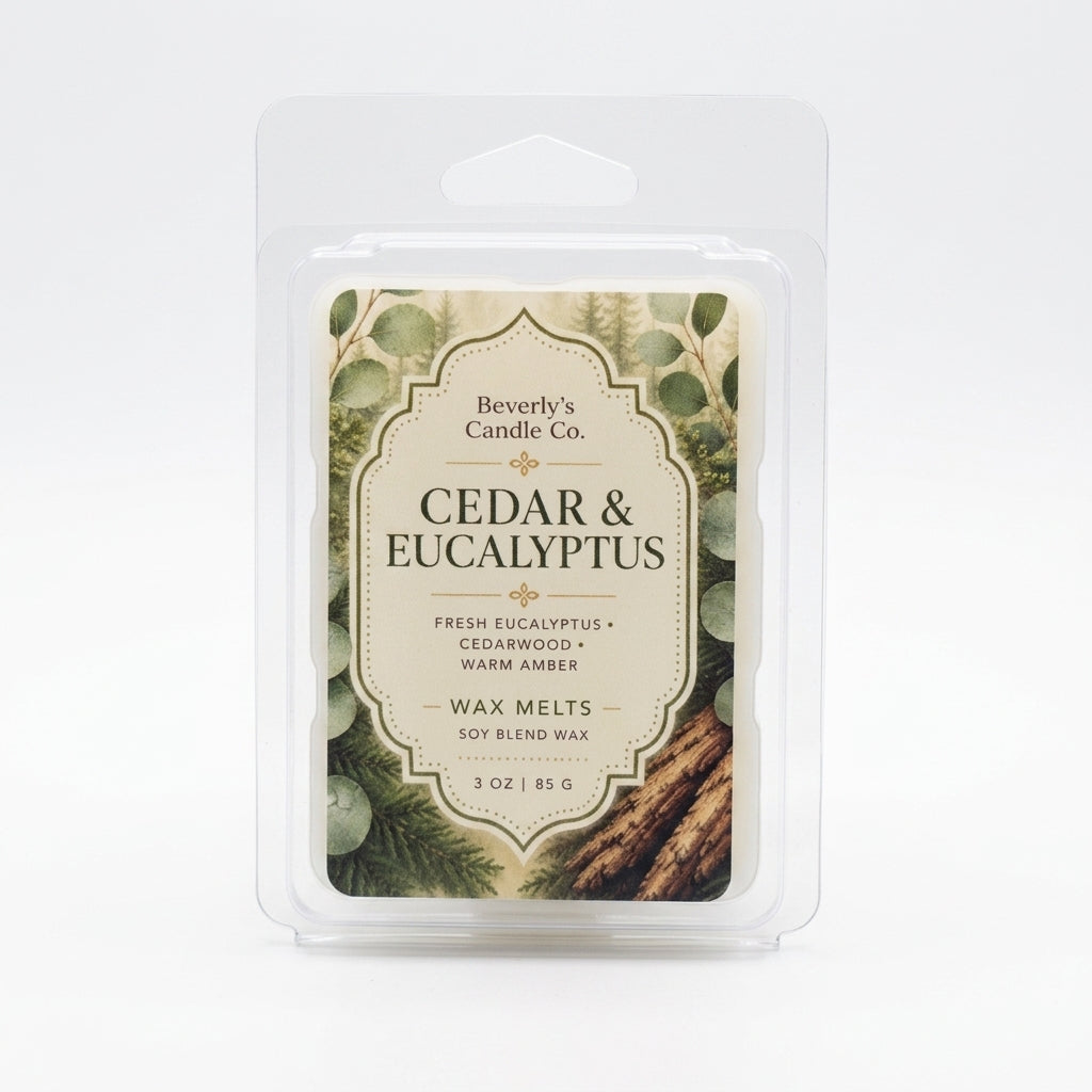 Cedar & Eucalyptus Wax Melts | Fresh Woody & Spa Inspired Scent | Strong Clean Throw
