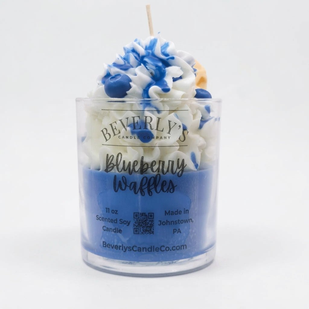 Blueberry Waffles Breakfast Candle – maple syrup and blueberry scent hand-poured candle by Beverly's Candle Company