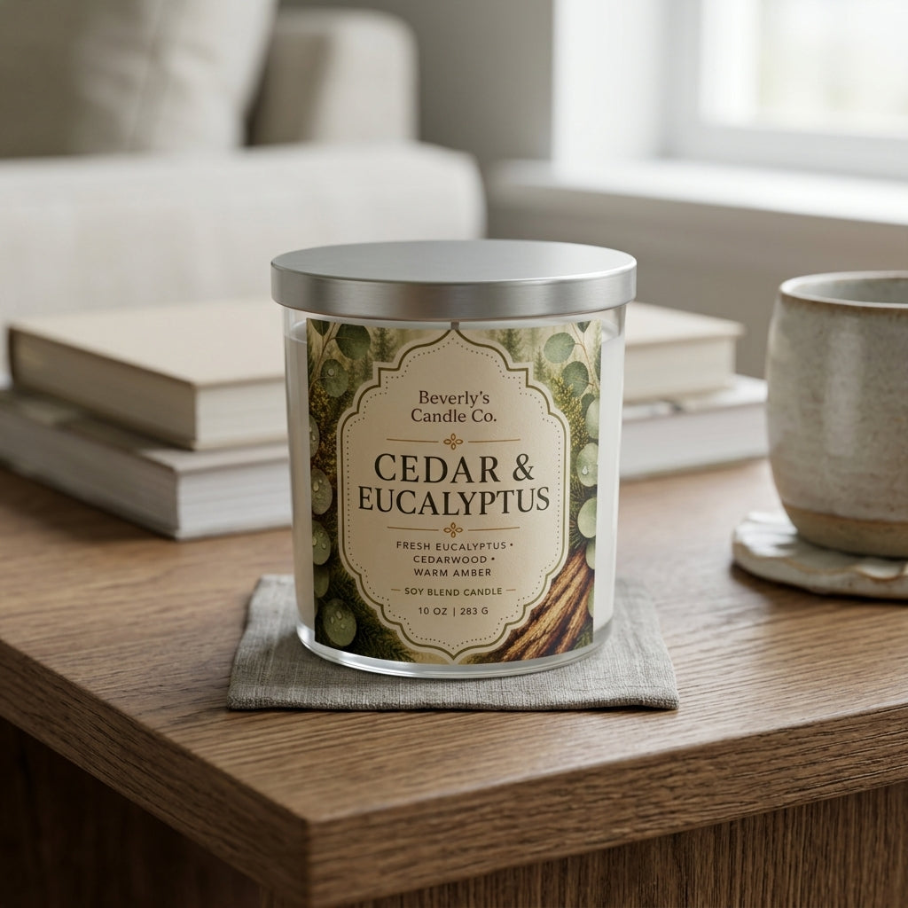 Cedar & Eucalyptus Candle – Fresh Woody & Spa Inspired Scent | 10oz
