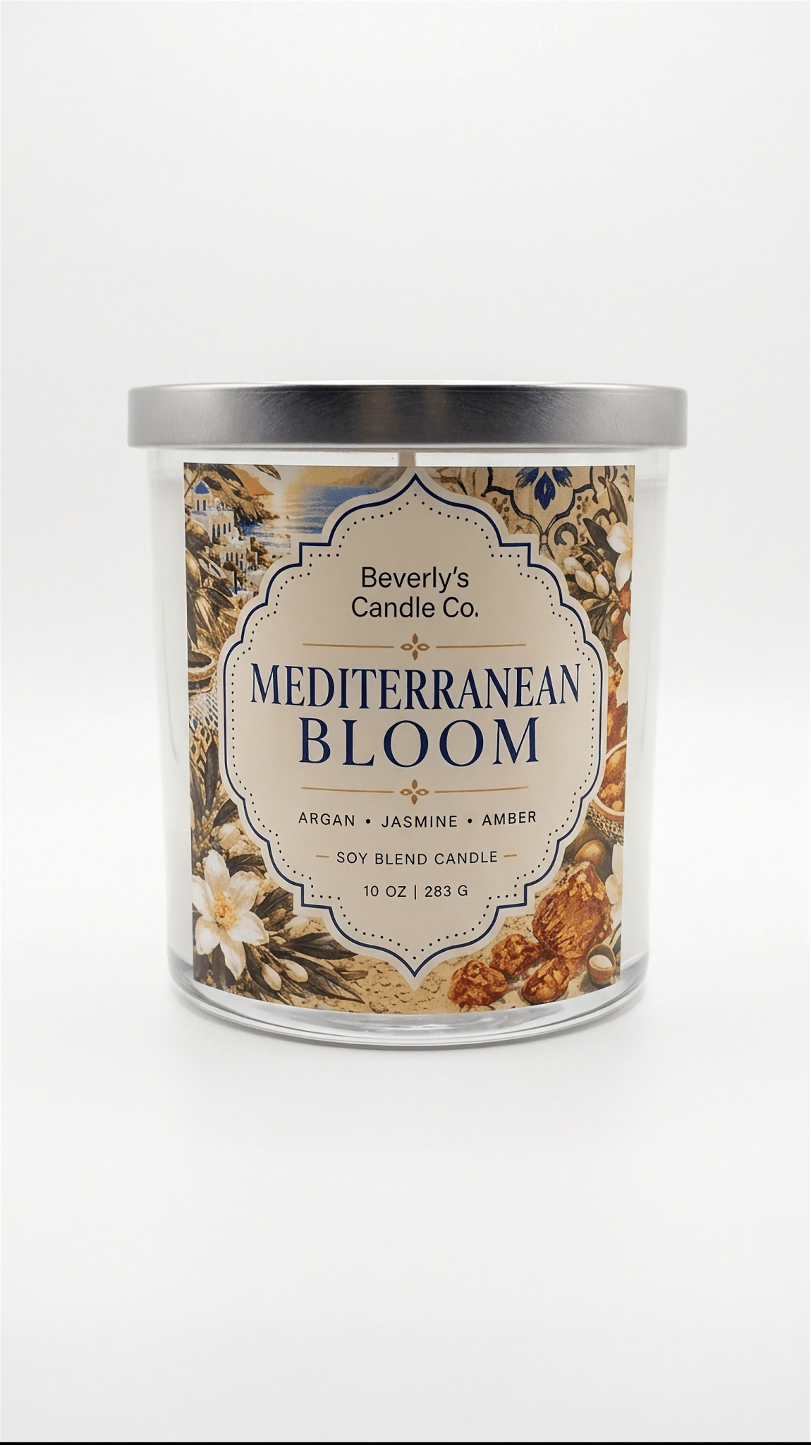 Mediterranean Bloom Candle – Soft Florals, Vanilla & Warm Amber | 10oz