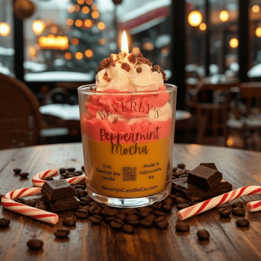 Peppermint Mocha Dessert Candle - Holiday Coffee Candle with Peppermint & Chocolate