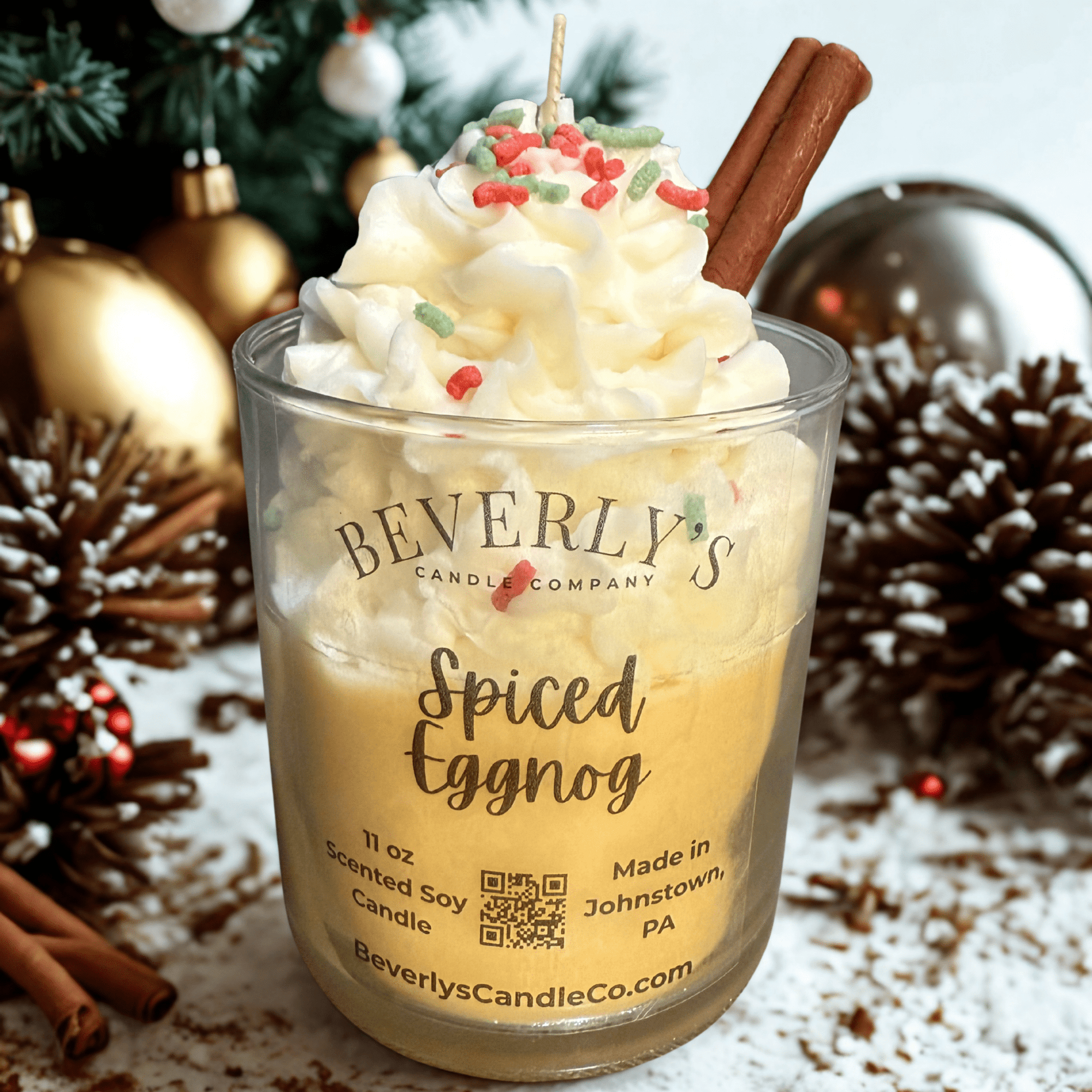 Spiced Eggnog Dessert Candle - Holiday Candle with Cinnamon, Nutmeg, and Vanilla