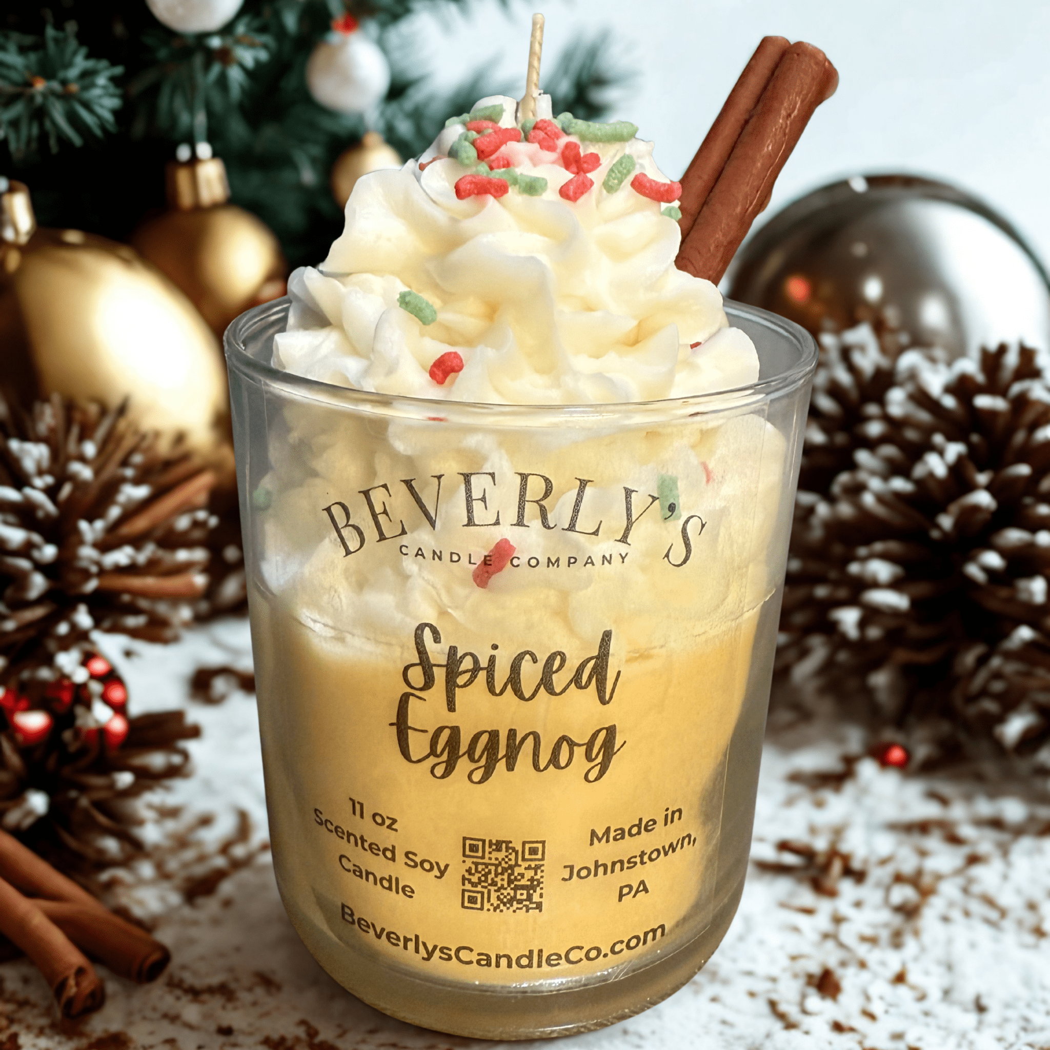 Spiced Eggnog - Cinnamon, Nutmeg, and Vanilla Holiday Dessert Candle