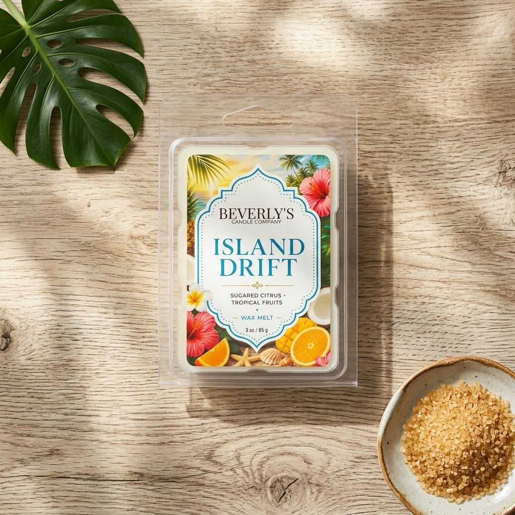 Island Drift Wax Melts lifestyle shot showing tropical scent for wax warmers