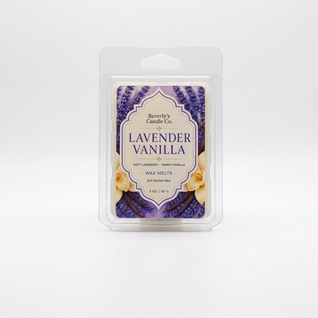 Lavender & Vanilla wax melts – calming floral and warm vanilla scent for wax warmers by Beverly's Candle Company