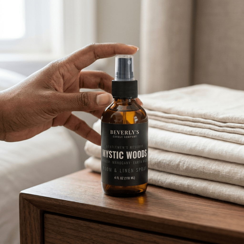 Mystic Woods Room and Linen Spray Mahogany, Cedarwood & Lavender Scent | 4oz by Beverly's Candle Company