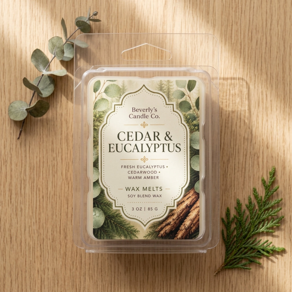 Cedar & Eucalyptus Wax Melts | Fresh Woody & Spa Inspired Scent | Strong Clean Throw
