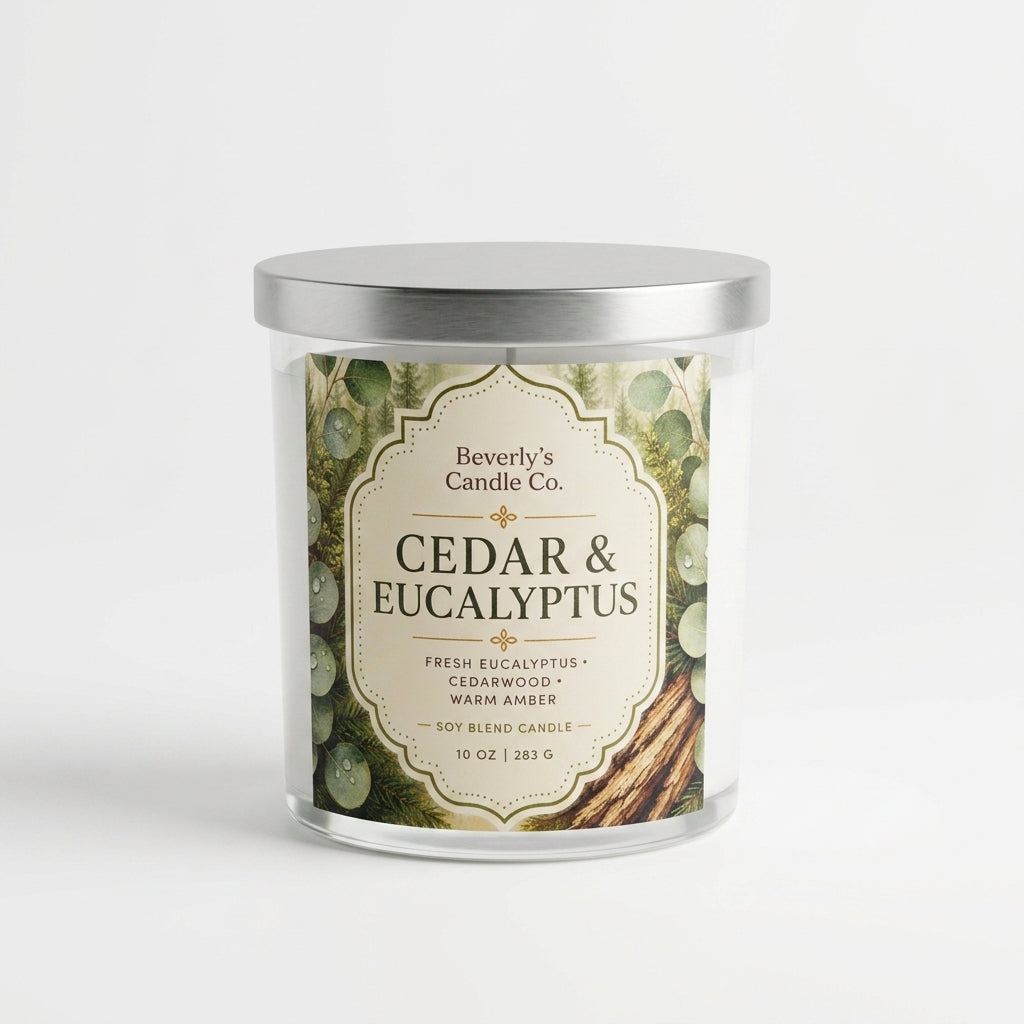 Cedar & Eucalyptus Candle – Fresh Woody & Spa Inspired Scent | 10oz