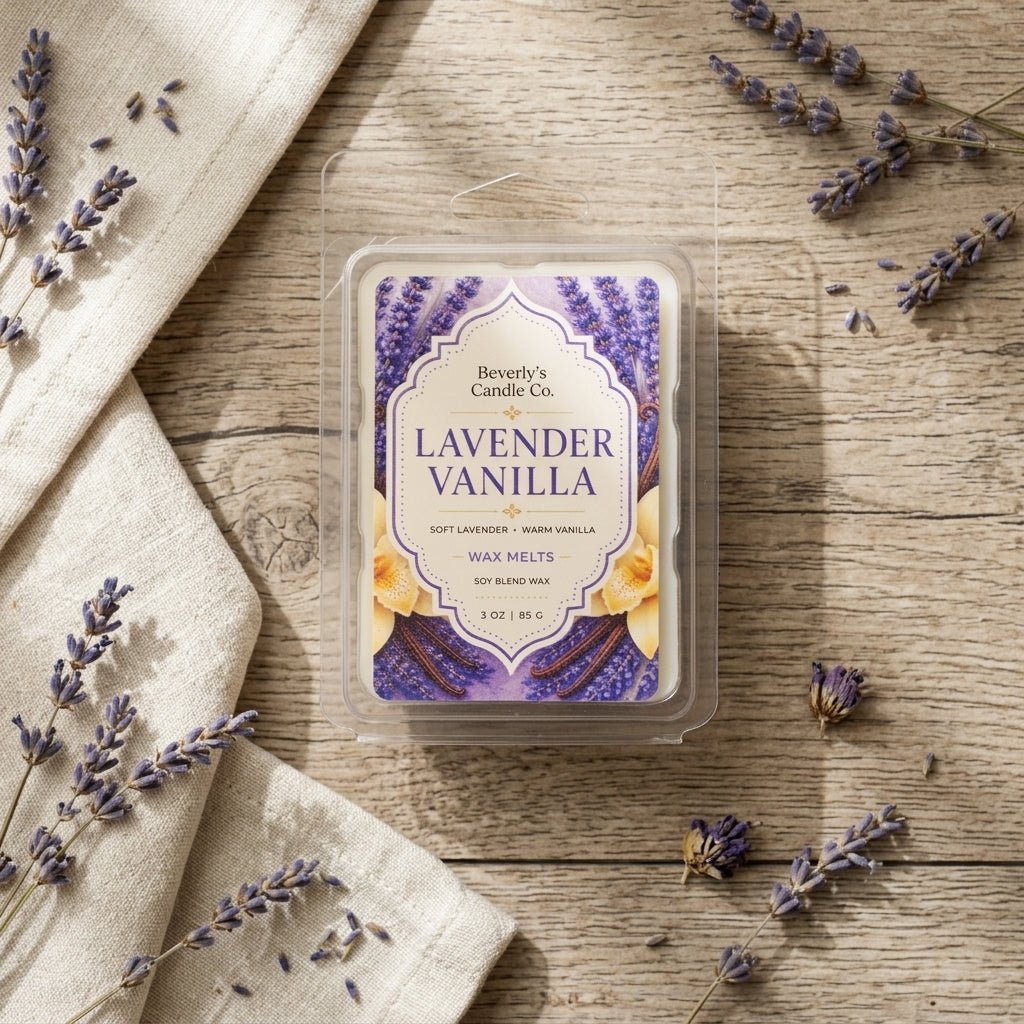 Lavender & Vanilla Wax Melts Calming Floral & Warm Vanilla Scent by Beverly's Candle Company
