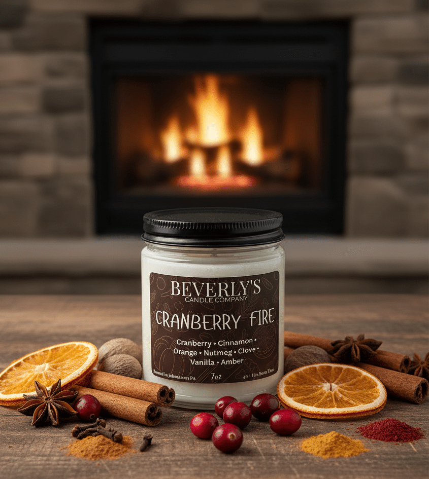 🔥 Cranberry Fire – Spiced Cranberry & Warm Amber Candle