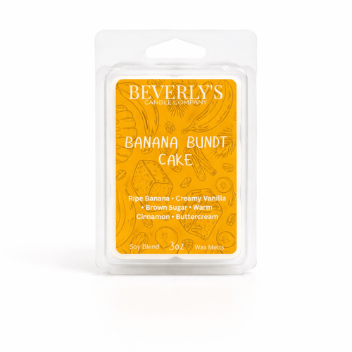 Banana Bundt Cake wax melts – warm banana, vanilla and cake batter scent for wax warmers by Beverly's Candle Company