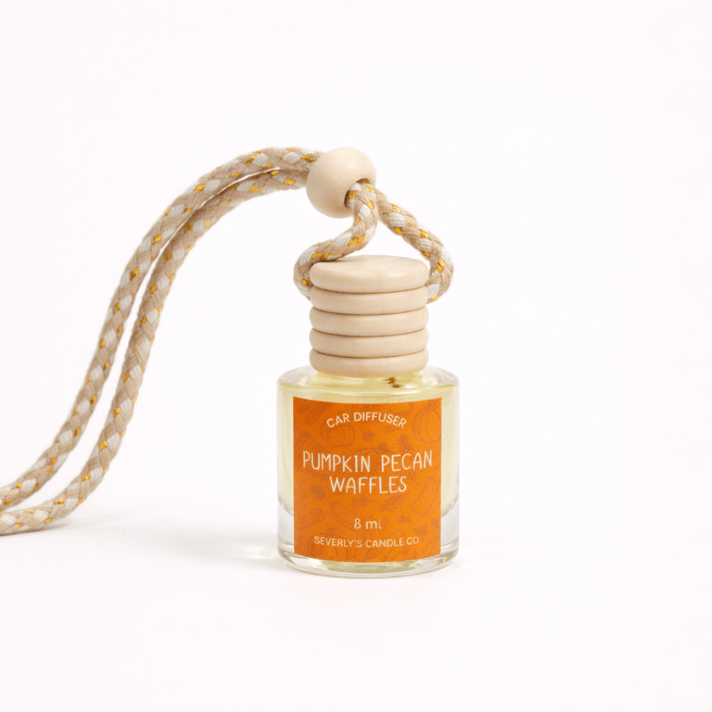 Pumpkin Pecan Waffles car diffuser – pumpkin, maple and brown sugar 8ml hanging air freshener by Beverly's Candle Company