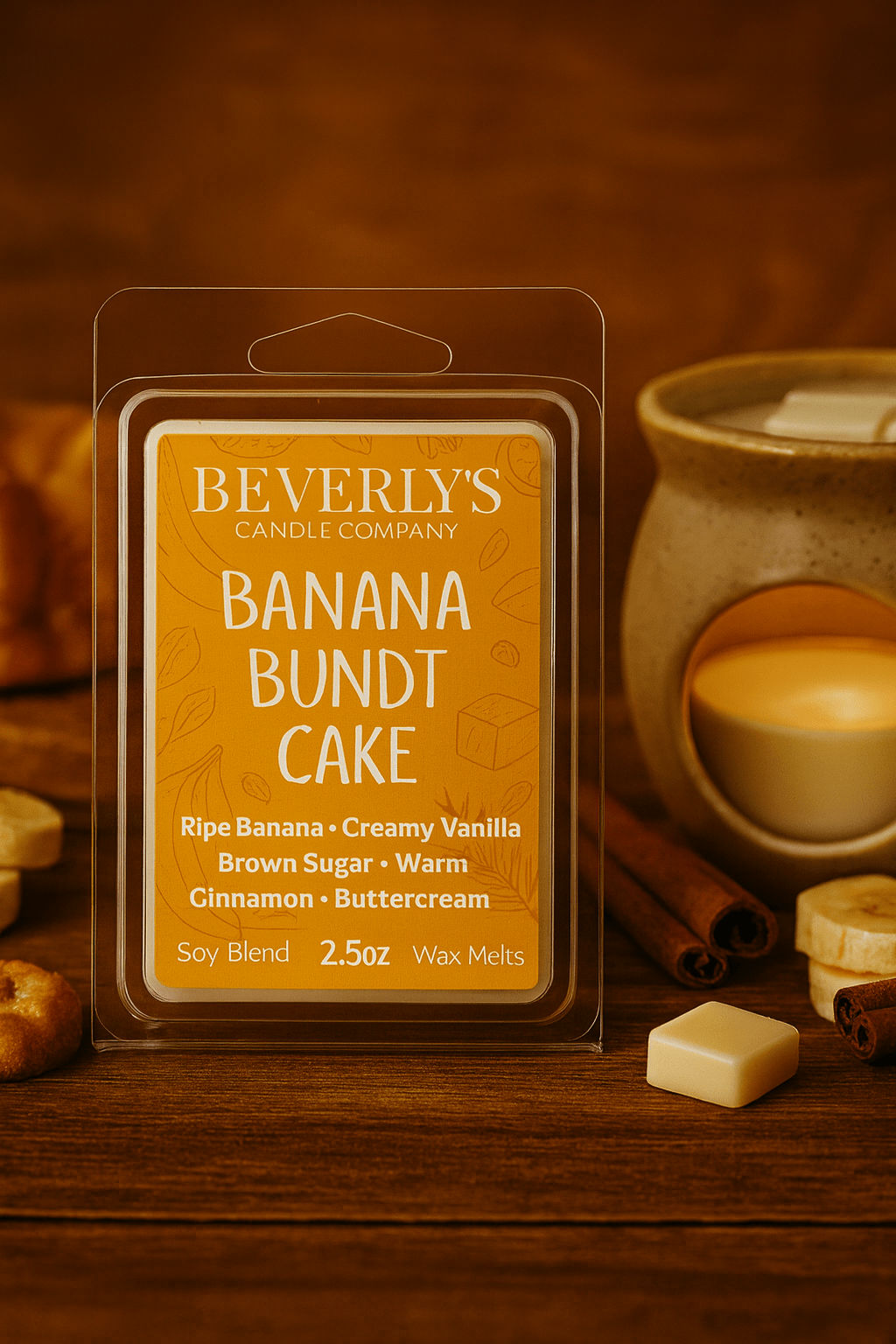 🍌🧁 Banana Bundt Cake – Warm Banana, Vanilla & Cake Batter Wax Melts