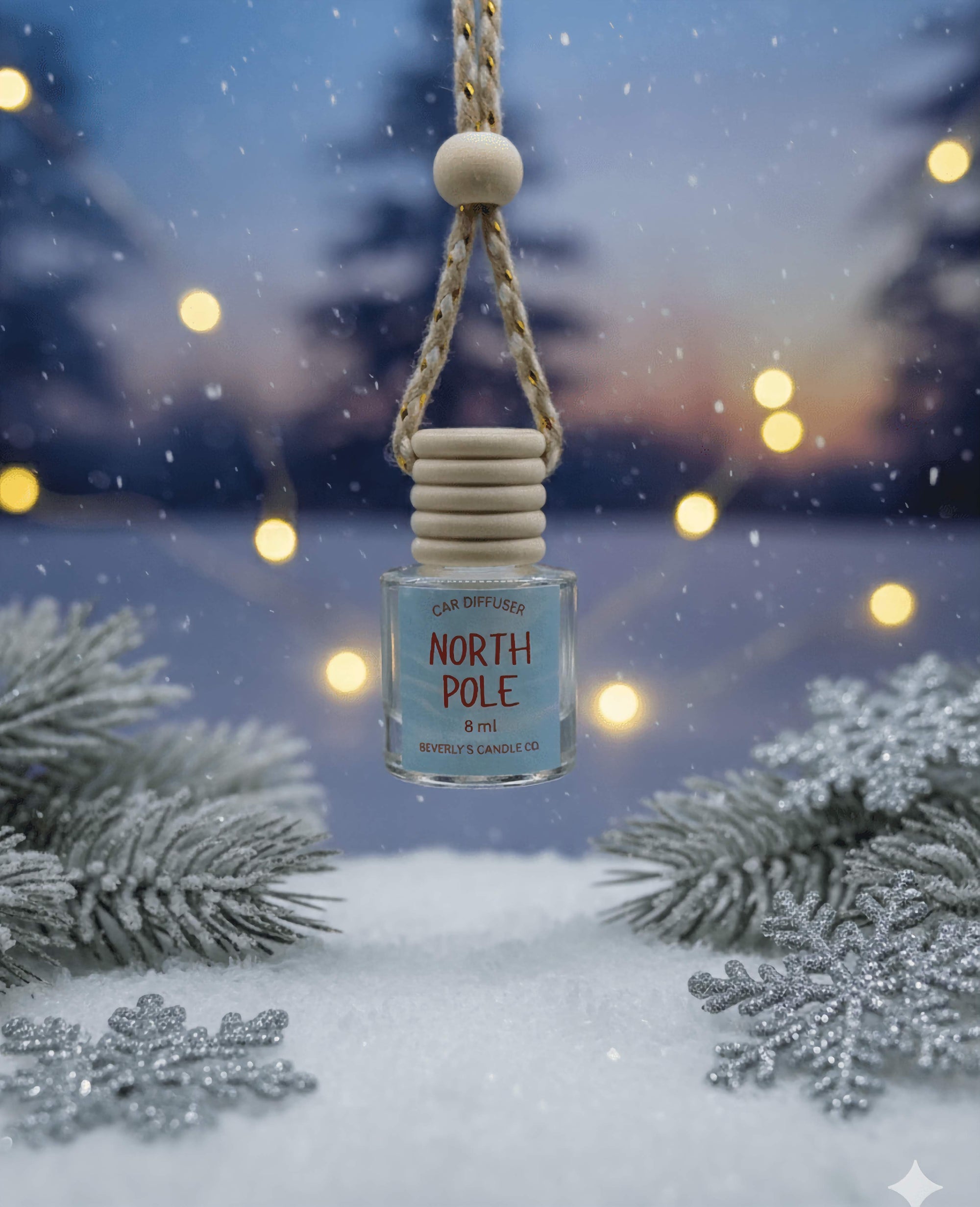 North Pole Car Diffuser | Peppermint, Vanilla & Frosted Sugar | Long-Lasting 8ml Holiday Freshener