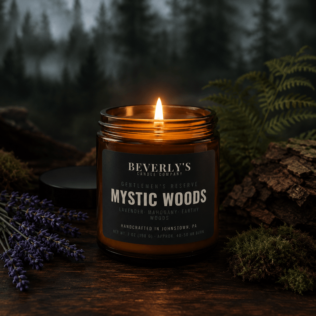 Mystic Woods Men's Candle Mahogany, Cedarwood & Lavender Scent by Beverly's Candle Company