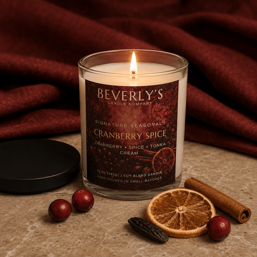 Cranberry Spice Candle Spiced Cranberry, Orange & Warm Amber | 10oz by Beverly's Candle Company