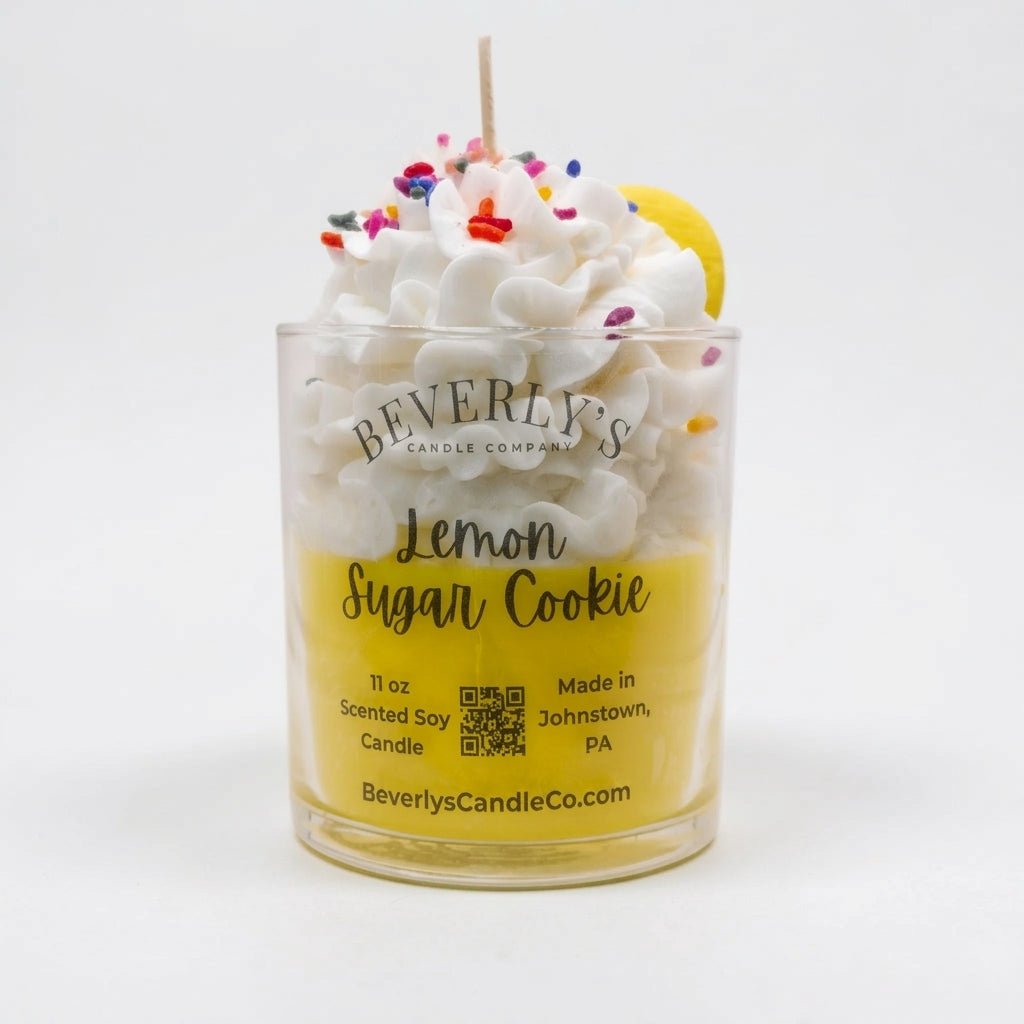 Lemon Sugar Cookie 11oz Gourmet Dessert Candle – bright lemon and sweet vanilla scent by Beverly's Candle Company