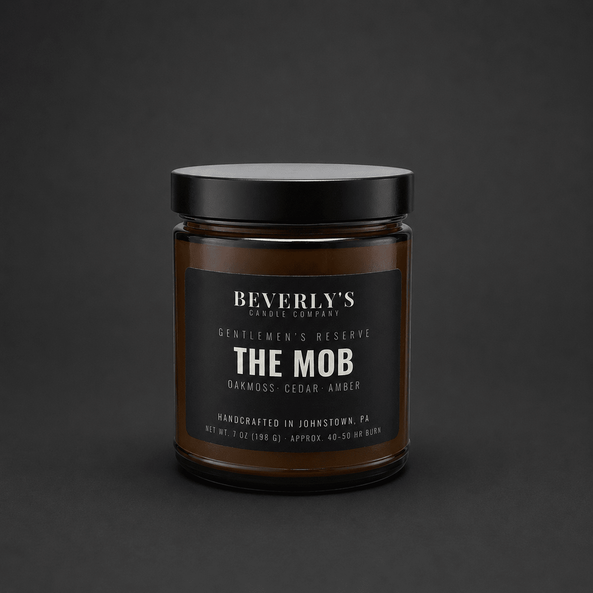 The Mob Men's Candle Earthy Woods, Citrus & Amber Scent by Beverly's Candle Company