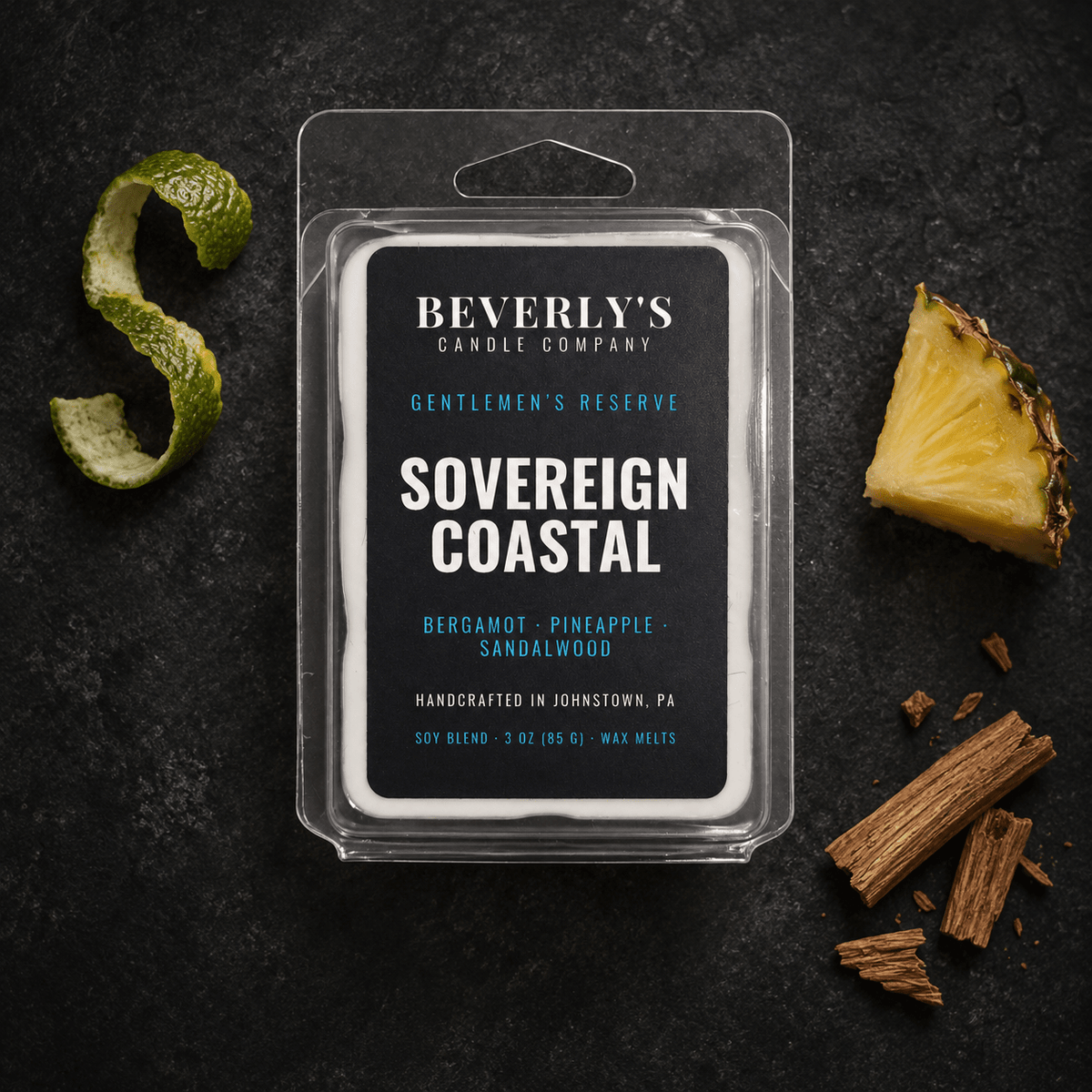 Sovereign Coast Wax Melts Bergamot, Pineapple & Cedarwood Scent by Beverly's Candle Company