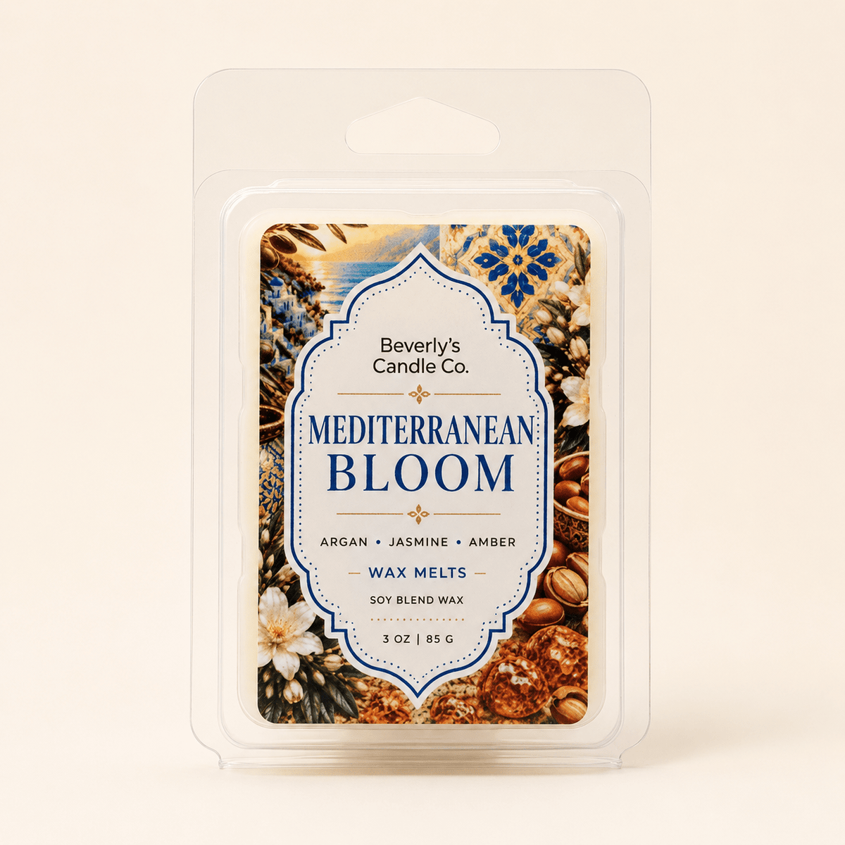 Mediterranean Bloom Wax Melts Soft Florals, Vanilla & Warm Amber by Beverly's Candle Company