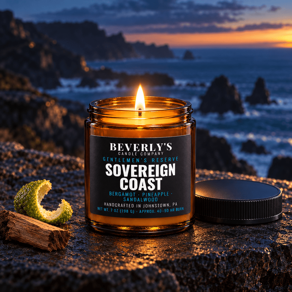 Sovereign Coast Men's Candle Bergamot, Pineapple & Cedarwood Scent by Beverly's Candle Company