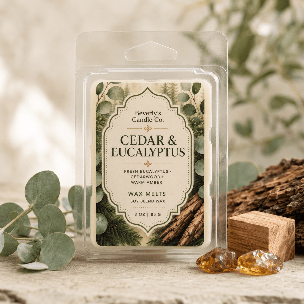 Cedar & Eucalyptus Wax Melts | Fresh Woody & Spa Inspired Scent | Strong Clean Throw by Beverly's Candle Company