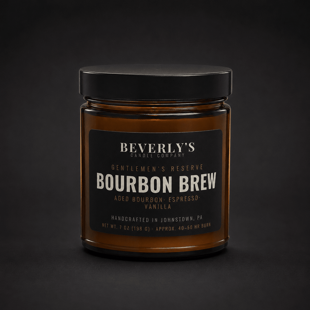 Bourbon Brew Coffee Candle for Men Bold Bourbon & Espresso Scent by Beverly's Candle Company