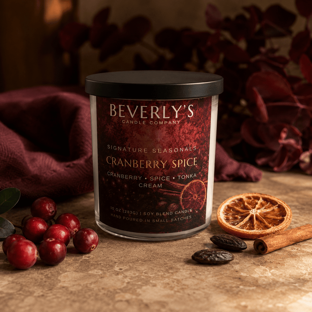 Cranberry Spice Candle Spiced Cranberry, Orange & Warm Amber | 10oz by Beverly's Candle Company