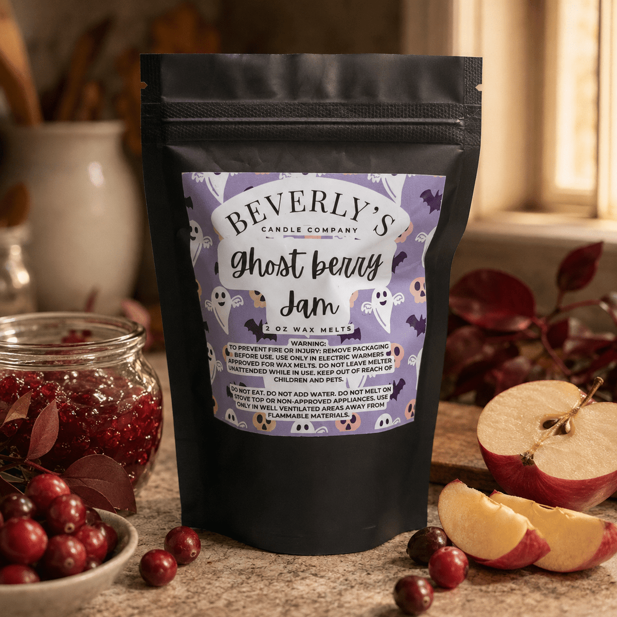 Ghost Berry Jam Wax Melts Cranberry, Apple & Warm Spice Scent by Beverly's Candle Company
