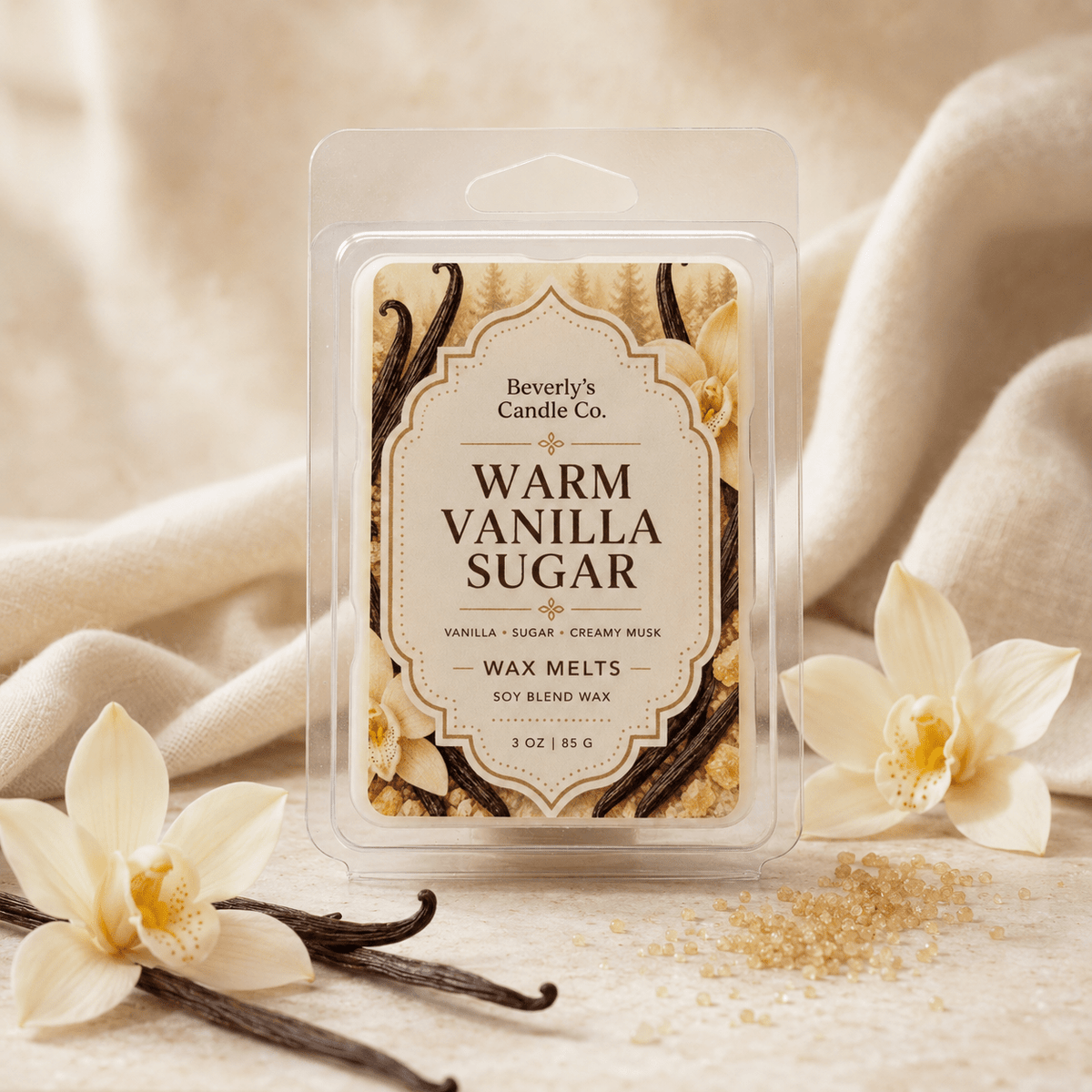 Warm Vanilla Sugar Wax Melts Creamy Vanilla & Sugared Spice | 3oz by Beverly's Candle Company