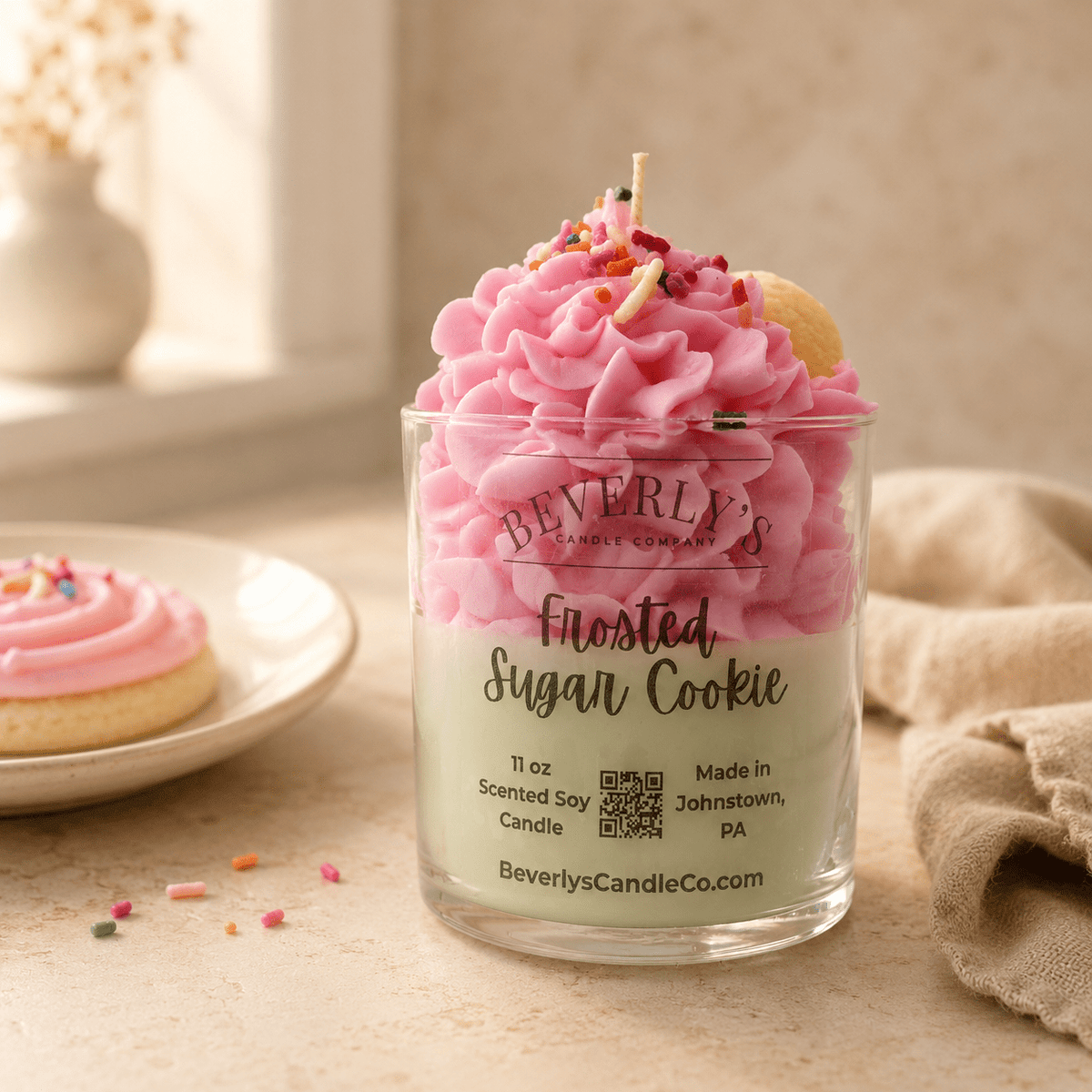 Frosted Sugar Cookie Dessert Candle Sweet Vanilla & Sugar Scent by Beverly's Candle Company