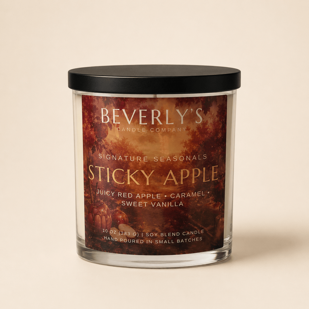 Sticky Apple Candle Caramel Apple, Vanilla & Brown Sugar | 10oz by Beverly's Candle Company