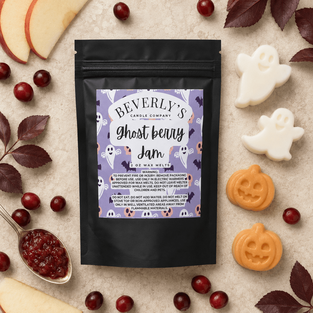 Ghost Berry Jam Wax Melts Cranberry, Apple & Warm Spice Scent by Beverly's Candle Company