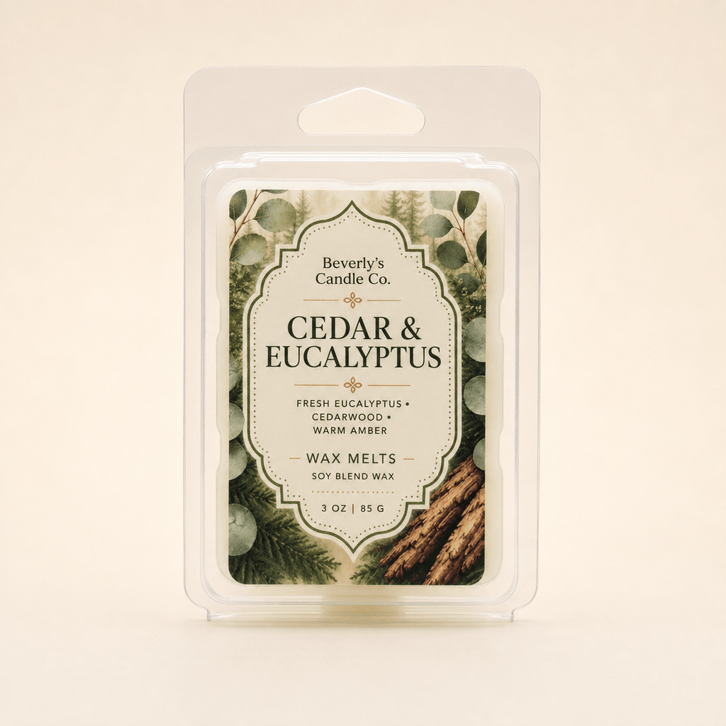 Cedar & Eucalyptus Wax Melts | Fresh Woody & Spa Inspired Scent | Strong Clean Throw by Beverly's Candle Company