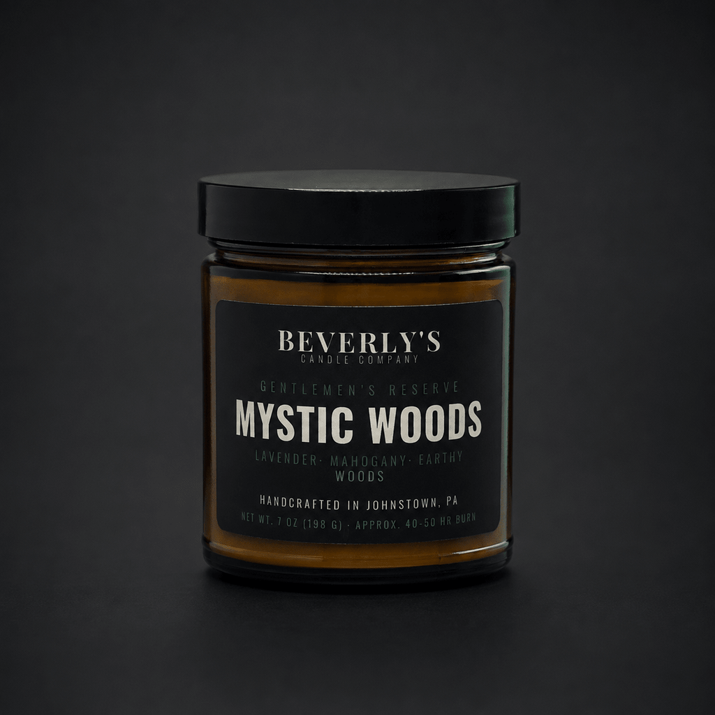 Mystic Woods Men's Candle Mahogany, Cedarwood & Lavender Scent by Beverly's Candle Company