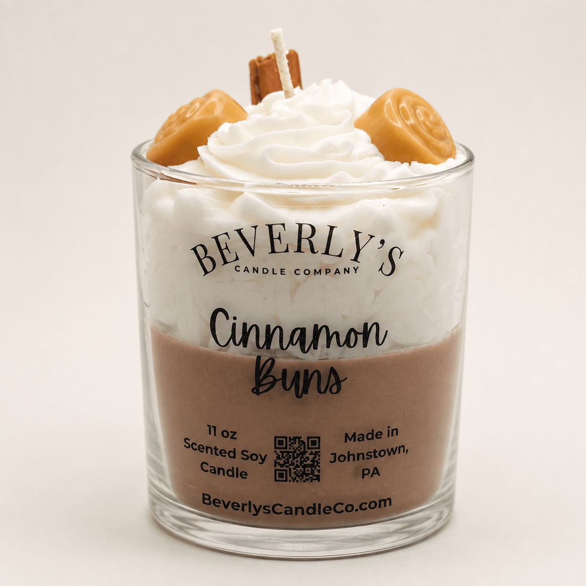 Cinnamon Buns Candle Warm Cinnamon, Butter & Cream Cheese Frosting Dessert Candle by Beverly's Candle Company