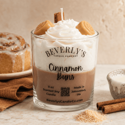 Cinnamon Buns Candle Warm Cinnamon, Butter & Cream Cheese Frosting Dessert Candle by Beverly's Candle Company