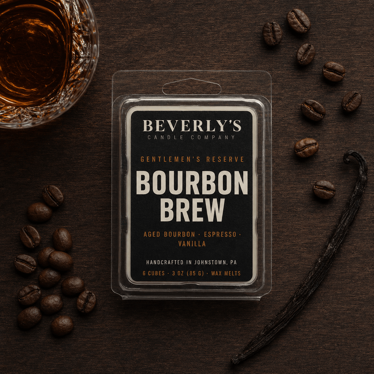 Bourbon Brew Wax Melts Coffee, Bourbon & Vanilla Scent by Beverly's Candle Company