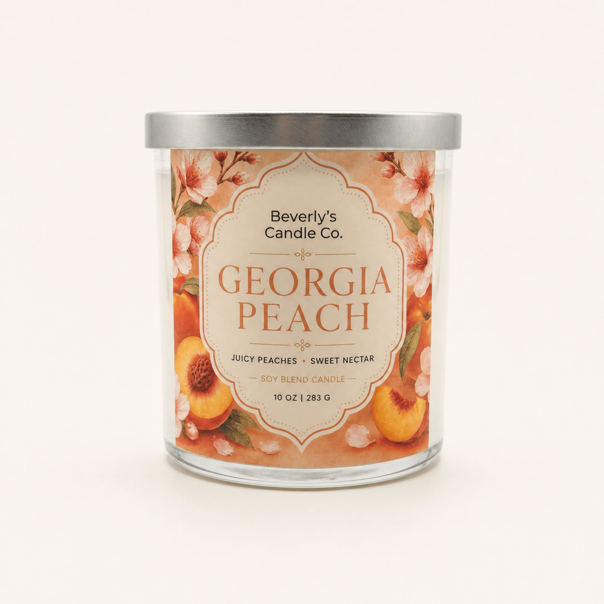 Georgia Peach Candle Juicy Peach, Citrus & Vanilla Musk 10oz by Beverly's Candle Company